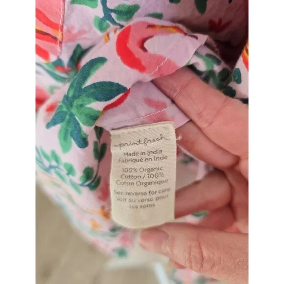Print Fresh Organic Cotton Flamingo Floral Pink 2 Piece Pajama Set S Lounge - Picture 8 of 11